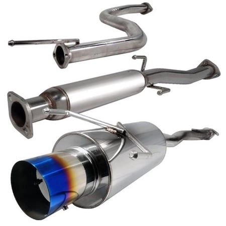 Overtime 2.5 in. Inlet N1 Style Catback Exhaust System with Burnt Tip for 92 to 95 Honda Civic OV2654340
